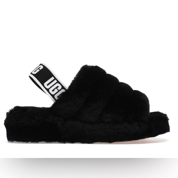UGG Black Fluff Yeah Slide Sling Back Slipper Women’s 5 Casual Comfort - Picture 1 of 6